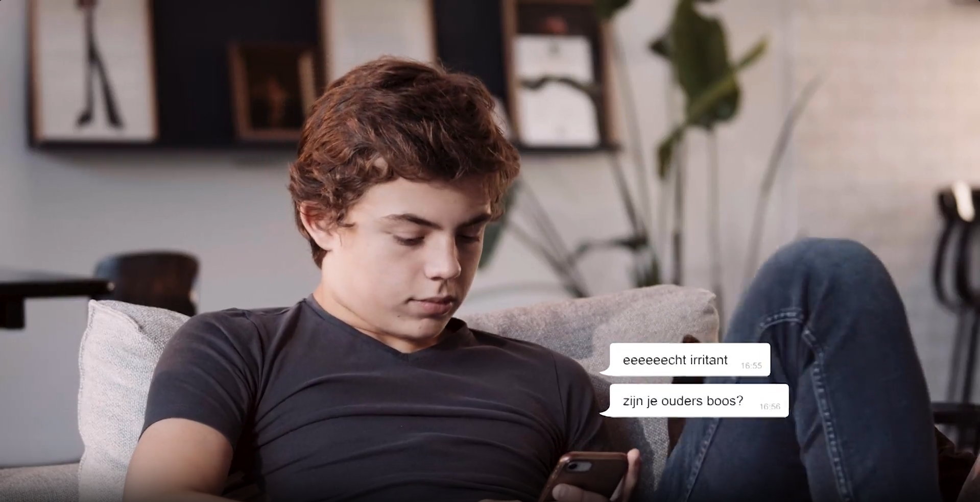 Teenager chatting on a smartphone